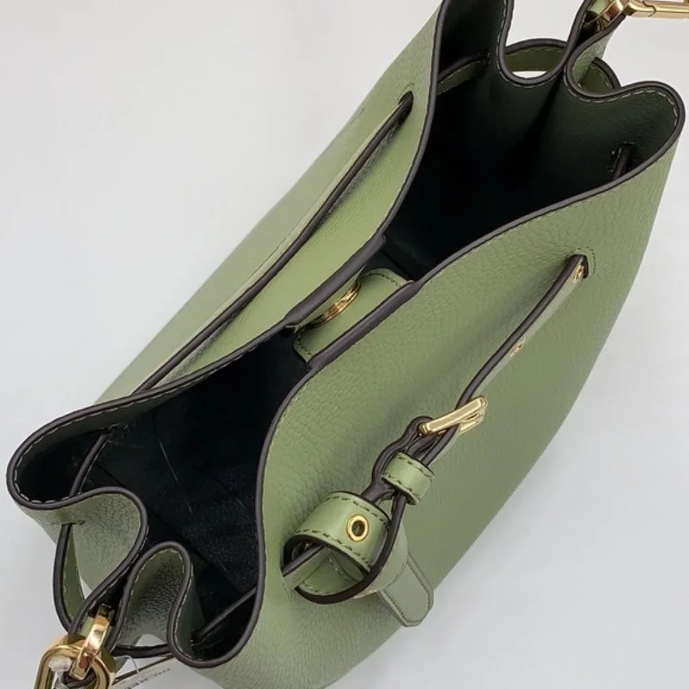 Michael Kors Emilia Small Bucket Bag Messenger Leather Light Sage - Picture 13 of 16